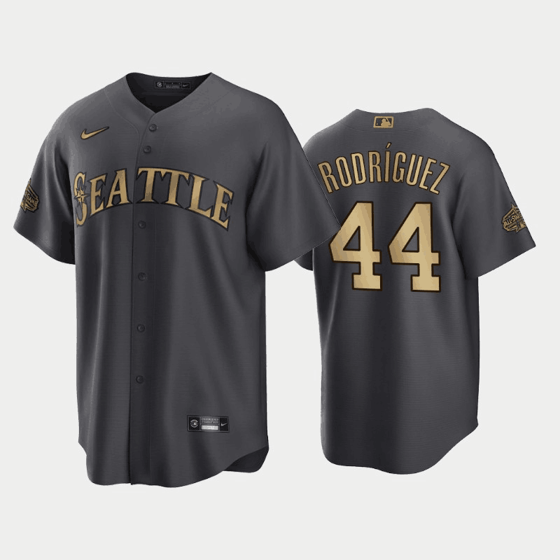 Men's Seattle Mariners #44 Julio Rodríguez 2022 All-Star Charcoal Cool Base Stitched Baseball Jersey